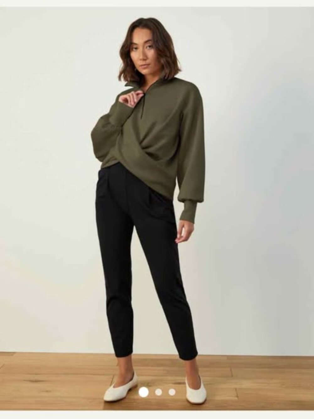 Aday with a twist pull over sweatshirt. Women's size med( green)